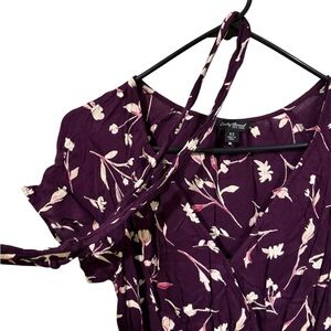 Lucky Brand Long Purple Floral Dress with tie waist